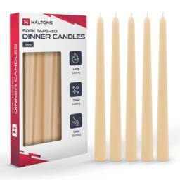 Haltons Multipack of Long Tapered Candles - Unscented - 7-Hour Burn Time in Ivory - thumbnail 1