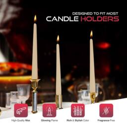 Haltons Multipack of Long Tapered Candles - Unscented - 7-Hour Burn Time in Ivory - thumbnail 4