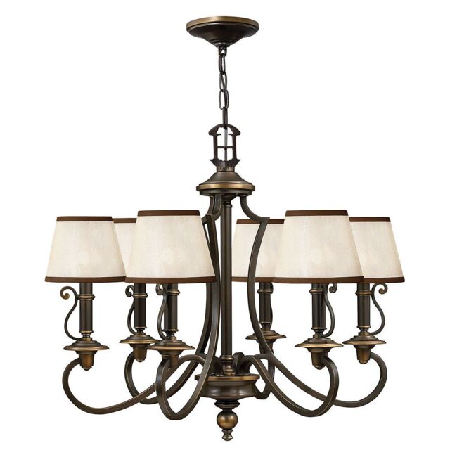 Loops 6 Bulb Chandelier Hanging Pendant LIght Olde Bronze LED E14 60W Bulb - image 1