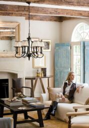 Loops 6 Bulb Chandelier Hanging Pendant LIght Olde Bronze LED E14 60W Bulb - thumbnail 2