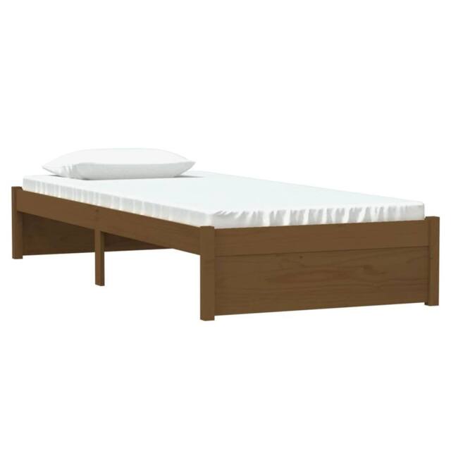Berkfield Home Beautiful Bed Frame Honey Brown Solid Wood 75x190 cm Small Single - image 1