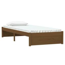 Berkfield Home Beautiful Bed Frame Honey Brown Solid Wood 75x190 cm Small Single - thumbnail 1