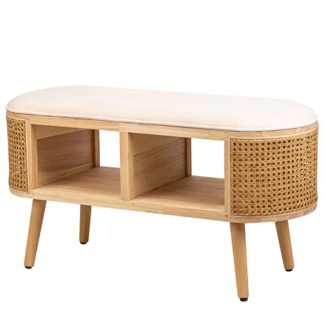 Nordlys Bohemian Style Rattan Bench in Beige - image 1