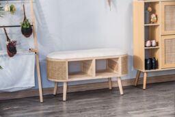 Nordlys Bohemian Style Rattan Bench in Beige - thumbnail 7