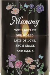 Personalised Memento Company Women's Personalised Wild Flowers Smoked Glass LED Candle in Black - thumbnail 3