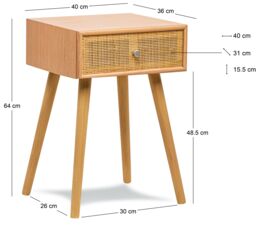Nordlys Bedside Table Night Stand Scandinavian Wooden Drawer in Brown - thumbnail 5