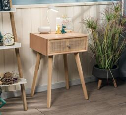Nordlys Bedside Table Night Stand Scandinavian Wooden Drawer in Brown - thumbnail 2