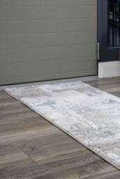 Kukoon Runner Rug Silver Blue Modern Distressed Abstract Long Hallway Rugs - Size: 60 cm x 240 cm - thumbnail 2
