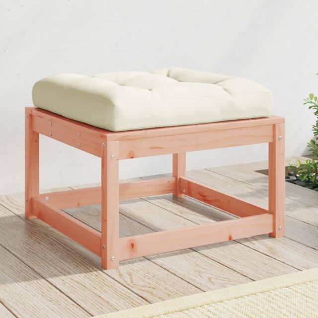Berkfield Home Garden Footstool with Cushions Solid Wood Douglas in Brown - image 1