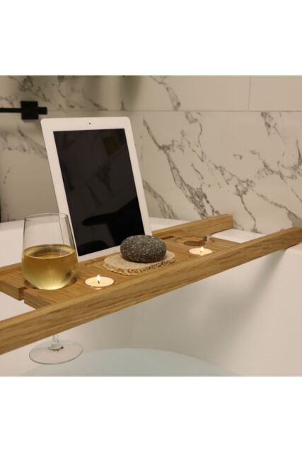MijMoj Design Solid Oak Bath Tray Caddy 70cm in Brown - image 1