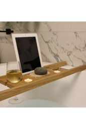 MijMoj Design Solid Oak Bath Tray Caddy 70cm in Brown