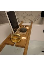 MijMoj Design Solid Oak Bath Tray Caddy 70cm in Brown - thumbnail 4