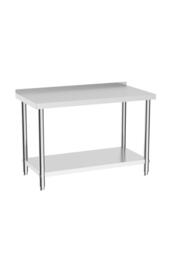 2 Tier Commercial Kitchen Prep & Work Table with Backsplash