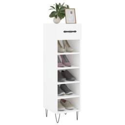Berkfield Home Shoe Cabinet White 30x35x105 cm Engineered Wood - Size: 30 x 35 x 105 cm - thumbnail 3
