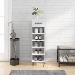 Berkfield Home Shoe Cabinet White 30x35x105 cm Engineered Wood - Size: 30 x 35 x 105 cm - thumbnail 2