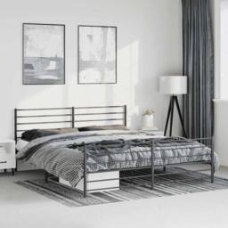 Berkfield Home Metal Bed Frame with Headboard & Footboard Black 193x203 cm - thumbnail 2