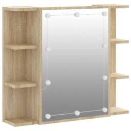 Berkfield Home Mirror Cabinet with LED Sonoma Oak 70x16.5x60 cm in Brown - thumbnail 3