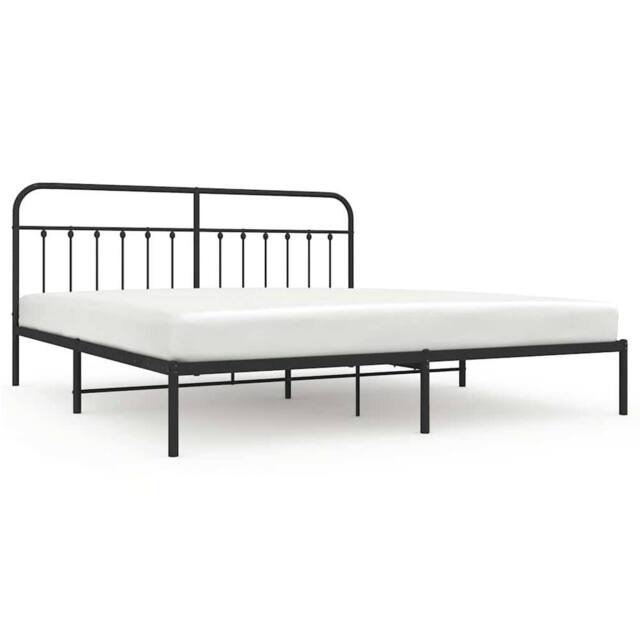 Berkfield Home Metal Bed Frame with Headboard Black 200x200 cm - image 1