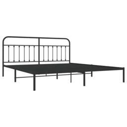 Berkfield Home Metal Bed Frame with Headboard Black 200x200 cm - thumbnail 3