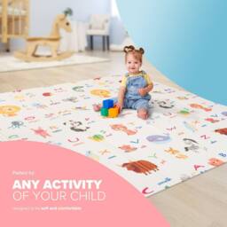 Kidoola Reversible Large Baby Play Mat, Giraffe & Road in White - Size: 200 cm x 100 cm - thumbnail 7