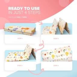 Kidoola Reversible Large Baby Play Mat, Giraffe & Road in White - Size: 200 cm x 100 cm - thumbnail 5