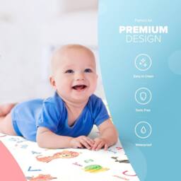 Kidoola Reversible Large Baby Play Mat, Giraffe & Road in White - Size: 200 cm x 100 cm - thumbnail 3