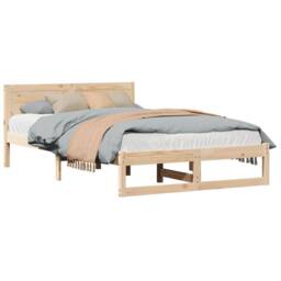 Berkfield Home Bed Frame Natural Solid Pine wood 120 x 200 cm Lightweight in Beige - thumbnail 3