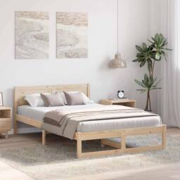 Berkfield Home Bed Frame Natural Solid Pine wood 120 x 200 cm Lightweight in Beige - thumbnail 4