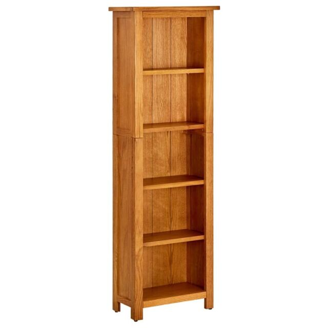 Berkfield Home 5-Tier Bookcase 45x22x140 cm Solid Oak Wood in Brown - Size: 45 x 22 x 140 cm - image 1