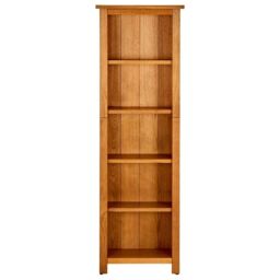 Berkfield Home 5-Tier Bookcase 45x22x140 cm Solid Oak Wood in Brown - Size: 45 x 22 x 140 cm - thumbnail 2
