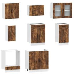 Berkfield Home Elegant 8 Piece Kitchen Cabinet Set Kalmar Smoked Oak Engineered Wood in Brown - thumbnail 4