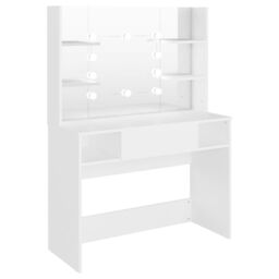 Berkfield Home Makeup Table with LED Lights 100x40x135 cm MDF White - Size: 100 x 40 x 135 cm - thumbnail 2