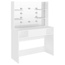 Berkfield Home Makeup Table with LED Lights 100x40x135 cm MDF White - Size: 100 x 40 x 135 cm - thumbnail 5