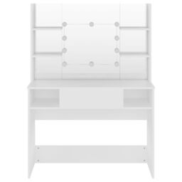 Berkfield Home Makeup Table with LED Lights 100x40x135 cm MDF White - Size: 100 x 40 x 135 cm - thumbnail 3