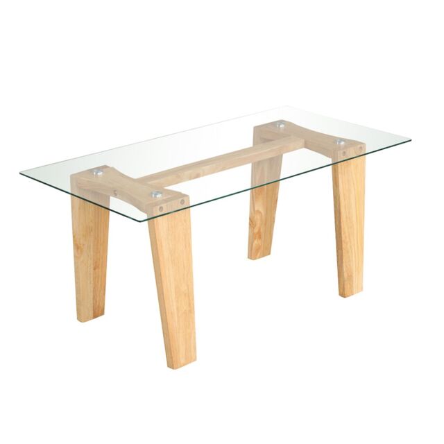 Costway Rectangle Coffee Table Modern Tempered Glass Top Accent Table Sofa Center Table in Natural - image 1