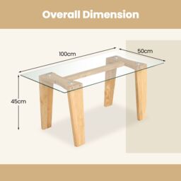 Costway Rectangle Coffee Table Modern Tempered Glass Top Accent Table Sofa Center Table in Natural - thumbnail 6