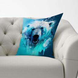 Warren Reed - Designer Polar Bear Face Splashart Cushions in Brown - Size: 60 cm x 60 cm - thumbnail 3