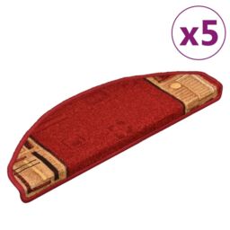 Berkfield Home Stair Mats Self-adhesive 5 pcs 65x21x4 cm Red - Size: Medium - thumbnail 2