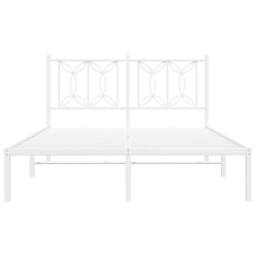 Berkfield Home Metal Bed Frame without Mattress with Headboard White 140x190cm - Size: 140x190 cm - thumbnail 4