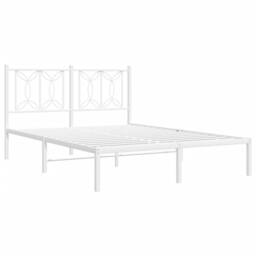 Berkfield Home Metal Bed Frame without Mattress with Headboard White 140x190cm - Size: 140x190 cm - thumbnail 3