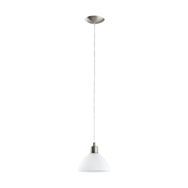 Loops Pendant Light Colour Satin Nickel Shade White Glass Alabaster Bulb E27 1x60W in Metallics - image 1
