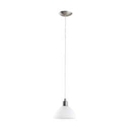 Loops Pendant Light Colour Satin Nickel Shade White Glass Alabaster Bulb E27 1x60W in Metallics