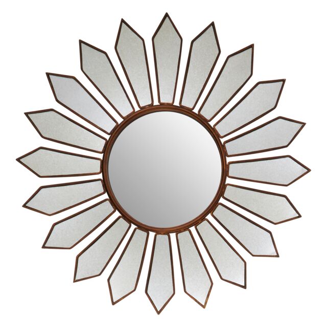 Orsina Luxe Antique Gold Petal Wall Mirror, Boutique-Inspired Decorative Mirror, Unique Gold Finish Accent Mirror - image 1