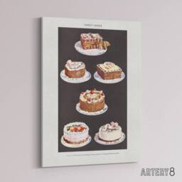 "Artery8 Fancy Cakes Mrs Beeton Household Management Canvas Wall Art Print in White - Size: W18"" x H24""" - thumbnail 2