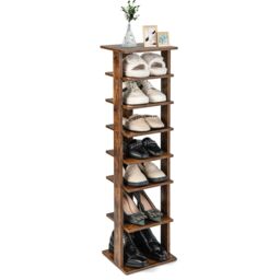 Costway 7 Tiers Shoe Rack Hallway Shoe Storage Organizer Stand Bathroom Dispaly Shelf in Brown - thumbnail 1