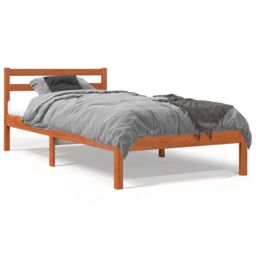 Berkfield Home Bed Frame without Mattress Wax Brown 75x190 cm Small Single Solid Wood Pine - thumbnail 2
