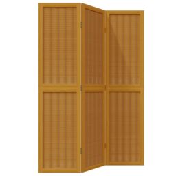 Berkfield Home Room Divider 3 Panels Brown Solid Wood Paulownia - thumbnail 2