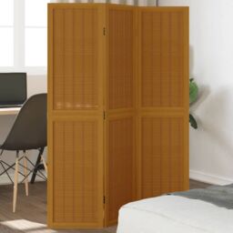 Berkfield Home Room Divider 3 Panels Brown Solid Wood Paulownia - thumbnail 1