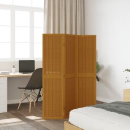Berkfield Home Room Divider 3 Panels Brown Solid Wood Paulownia - thumbnail 3