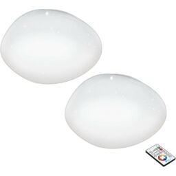 Loops 2 PACK Flush Ceiling Light White Shade White Plastic With Crystal Effect LED 21W - thumbnail 1